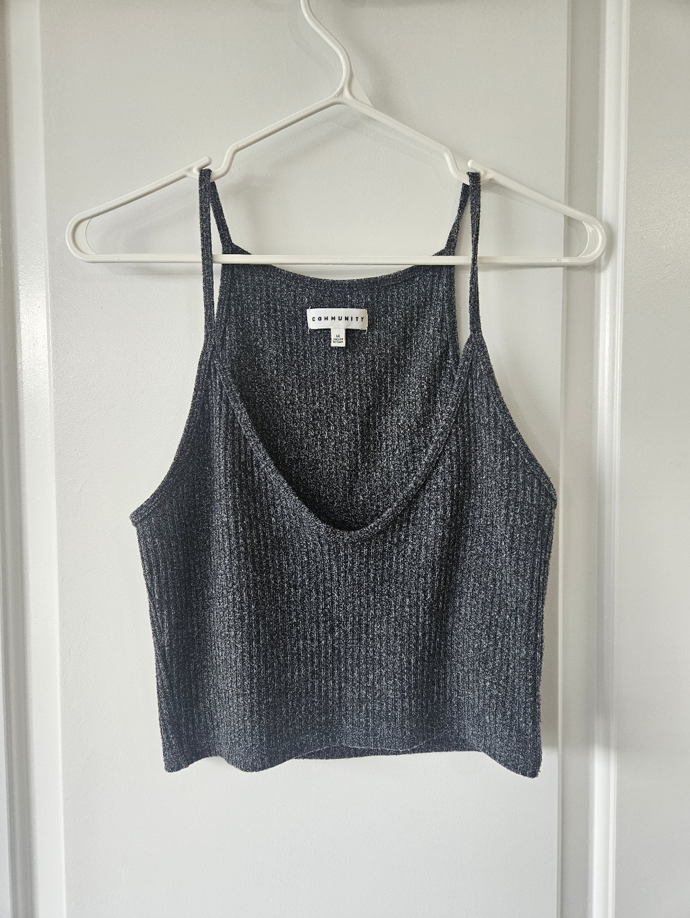 Aritzia Community Ribbed Knit Cami Tank Top in Charcoal Gray Size Medium